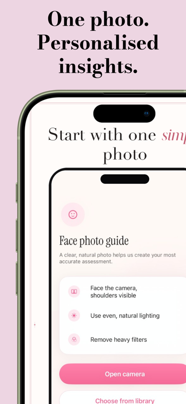 Evora — Onboarding guide for taking a clear, natural face photo for personalised insights.